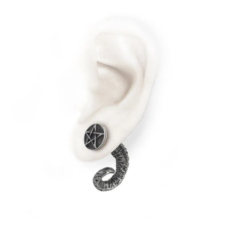 Alchemy Gothic E356  Magic Ram's Horn Earring Faux Stretcher