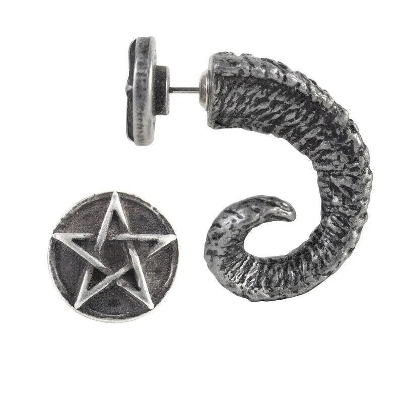Alchemy Gothic E356  Magic Ram's Horn Earring Faux Stretcher