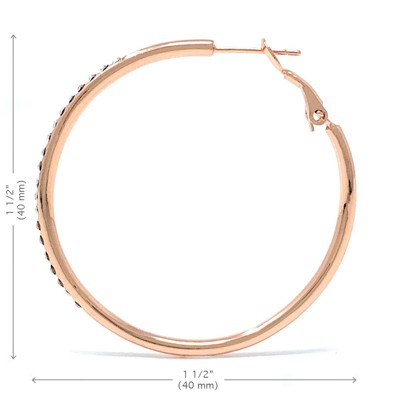 Amelia Large Pave Hoop Earrings with White Clear Round Crystals from Swarovski Rose Gold Plated