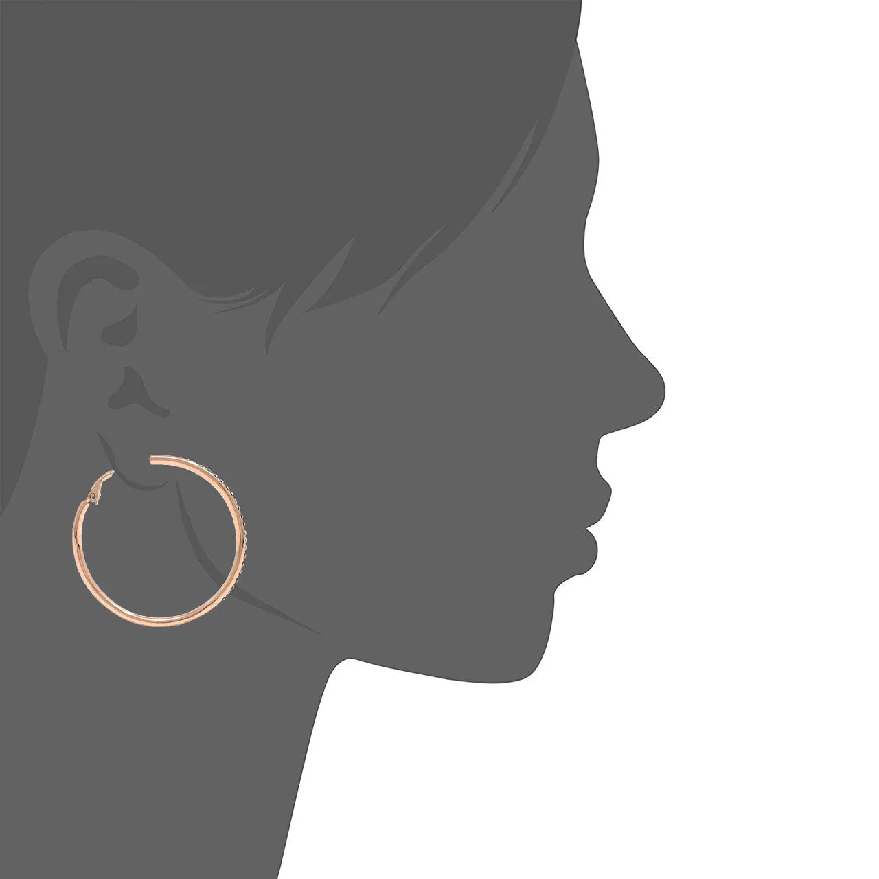Amelia Large Pave Hoop Earrings with White Clear Round Crystals from Swarovski Rose Gold Plated