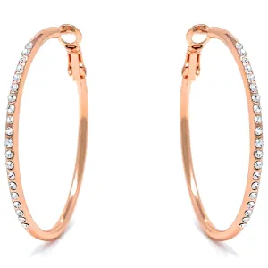 Amelia Large Pave Hoop Earrings with White Clear Round Crystals from Swarovski Rose Gold Plated