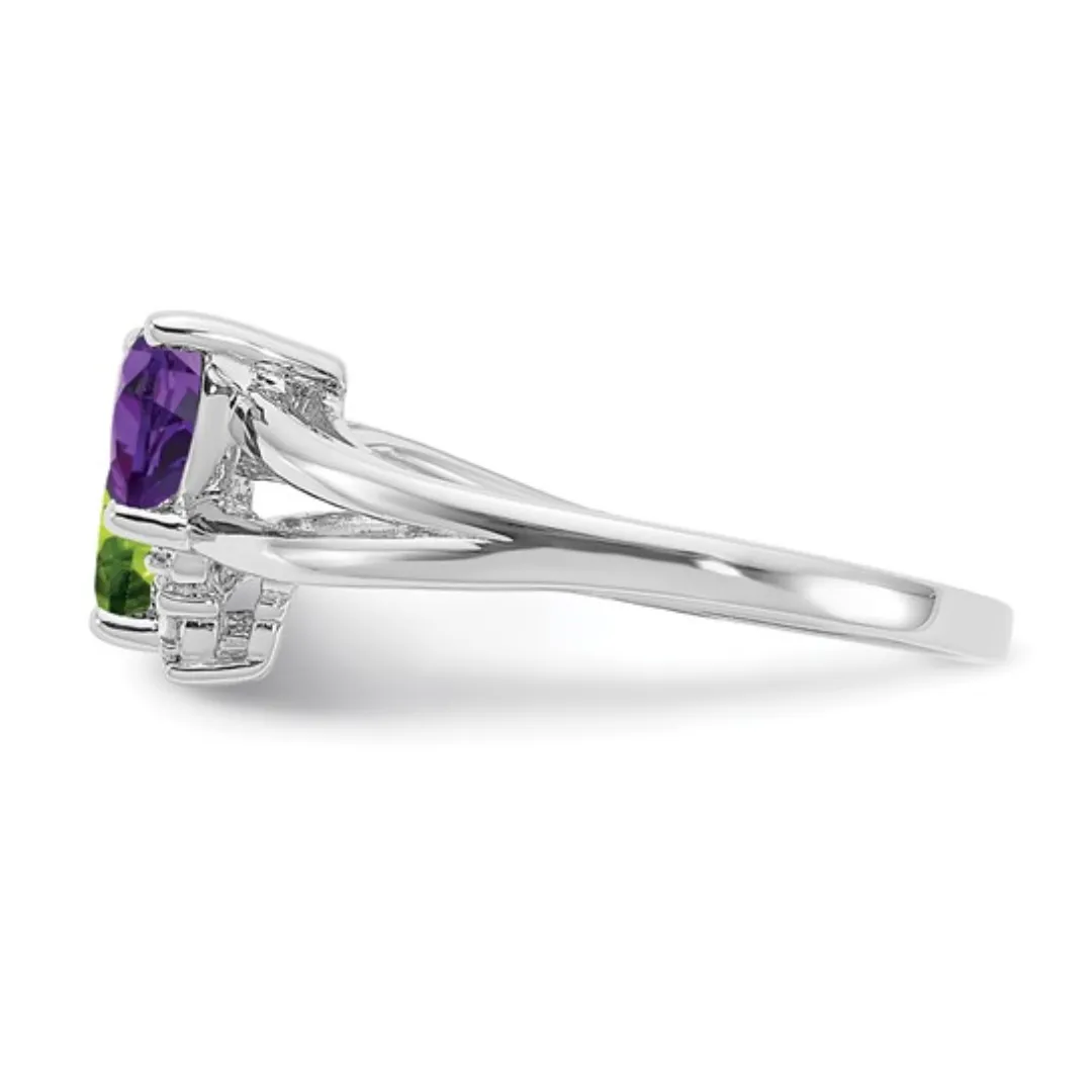 Amethyst and Peridot Dual-Stone Ring