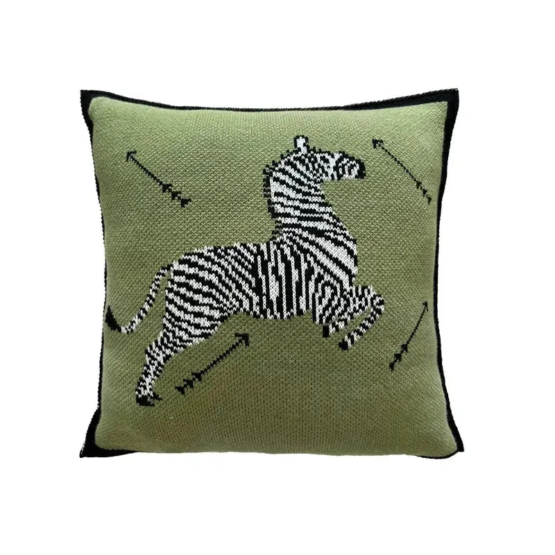 Arrows and Zebra Green Throw Pillow Cover