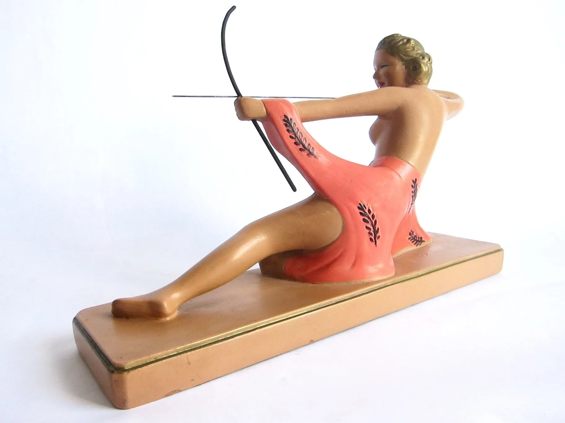 Art Deco Style Chalkware Female Archer Sculpture by Alexander Backer