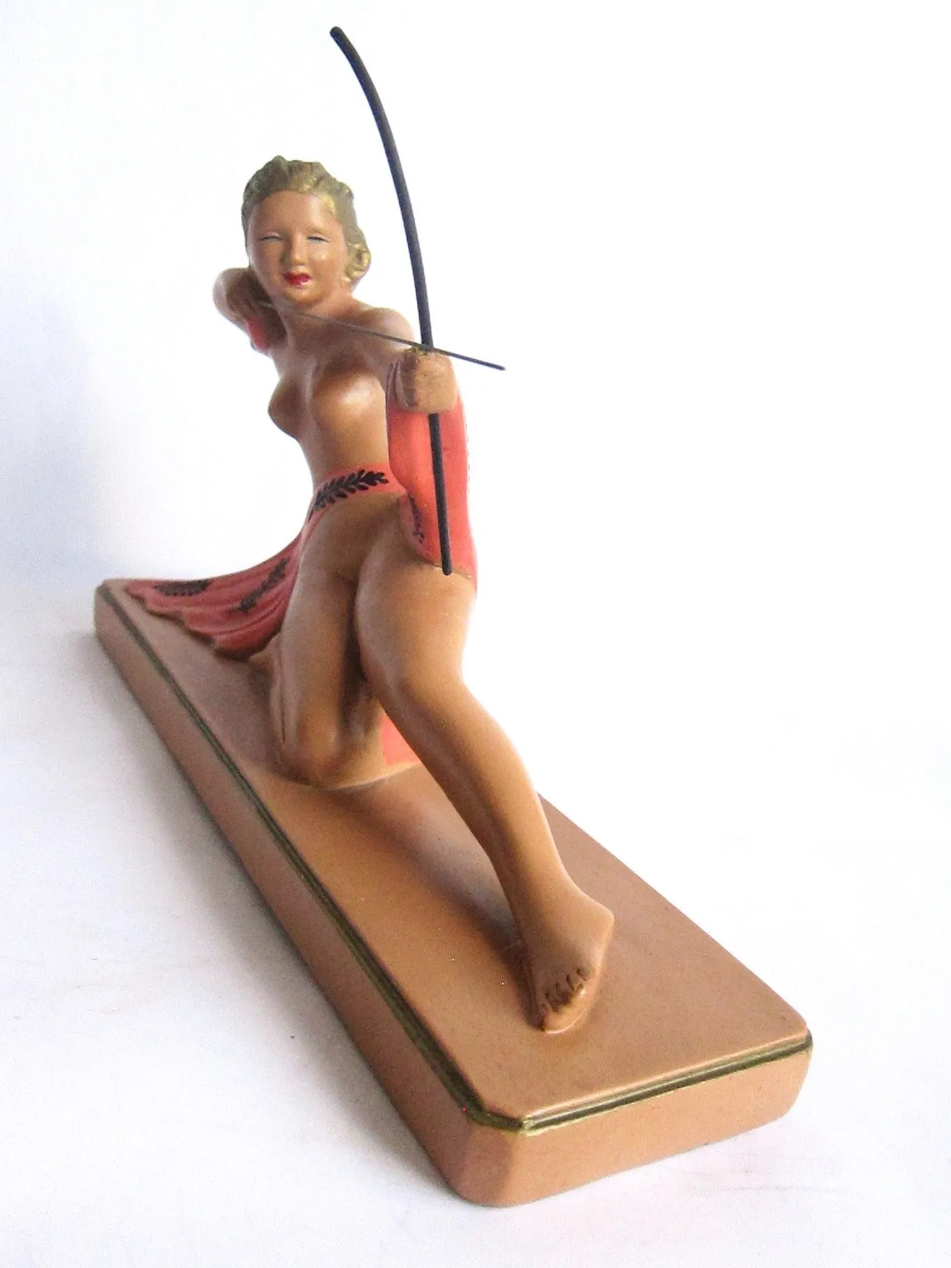 Art Deco Style Chalkware Female Archer Sculpture by Alexander Backer