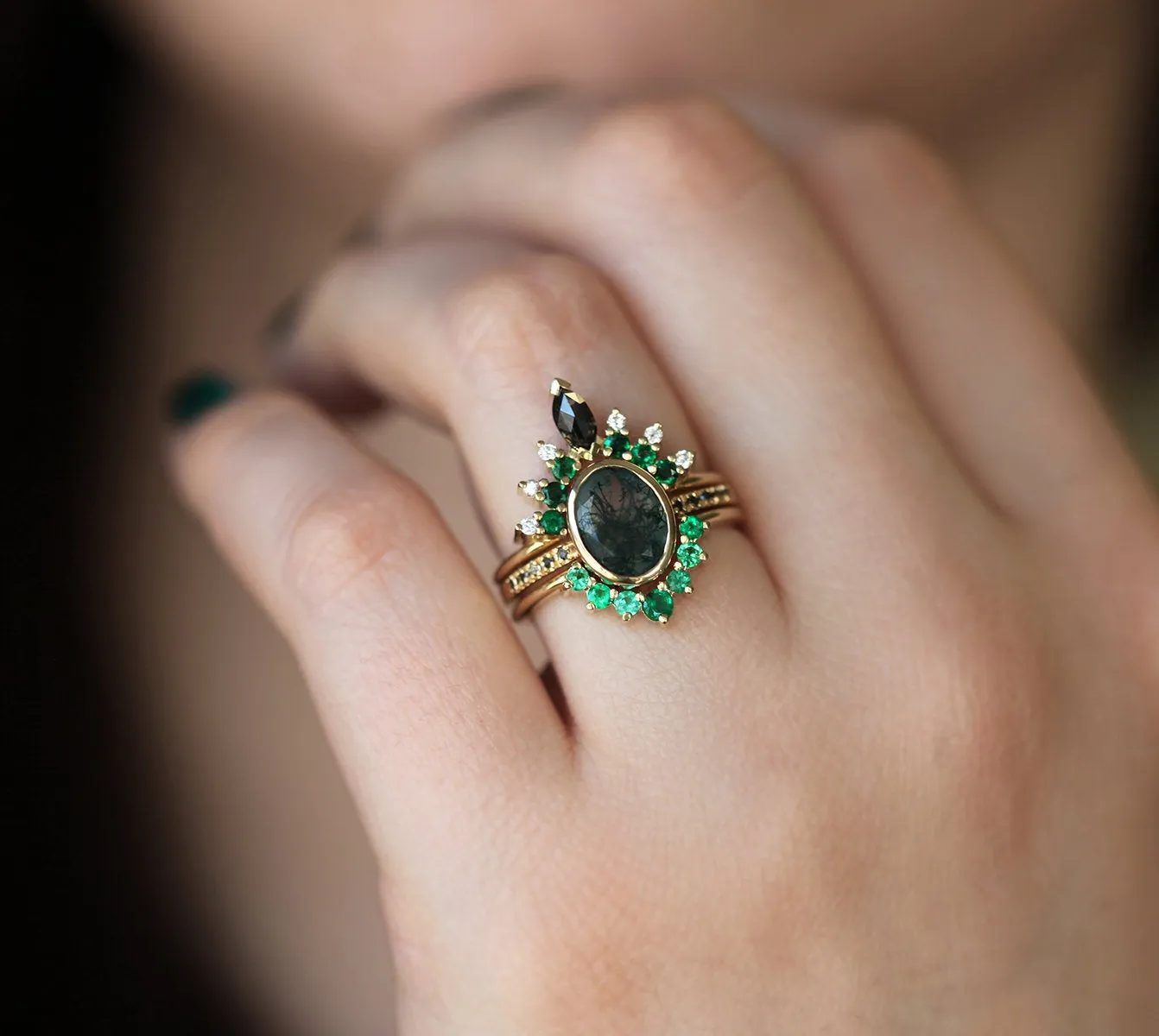 Aspen Oval Moss Agate Ring
