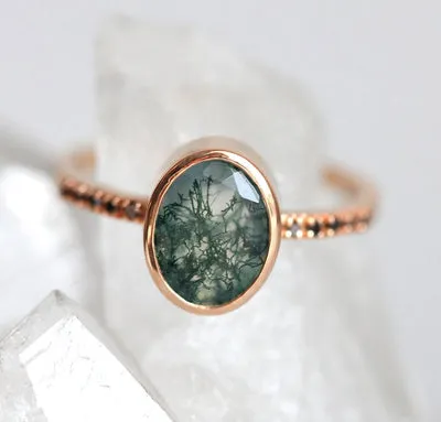 Aspen Oval Moss Agate Ring