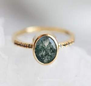 Aspen Oval Moss Agate Ring