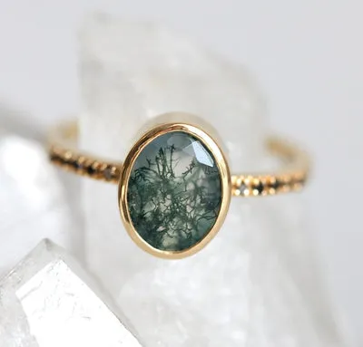 Aspen Oval Moss Agate Ring
