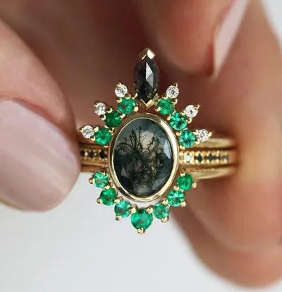 Aspen Oval Moss Agate Ring