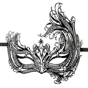 Asymmetrical Venetian Metal Mask ~ Black or Gold