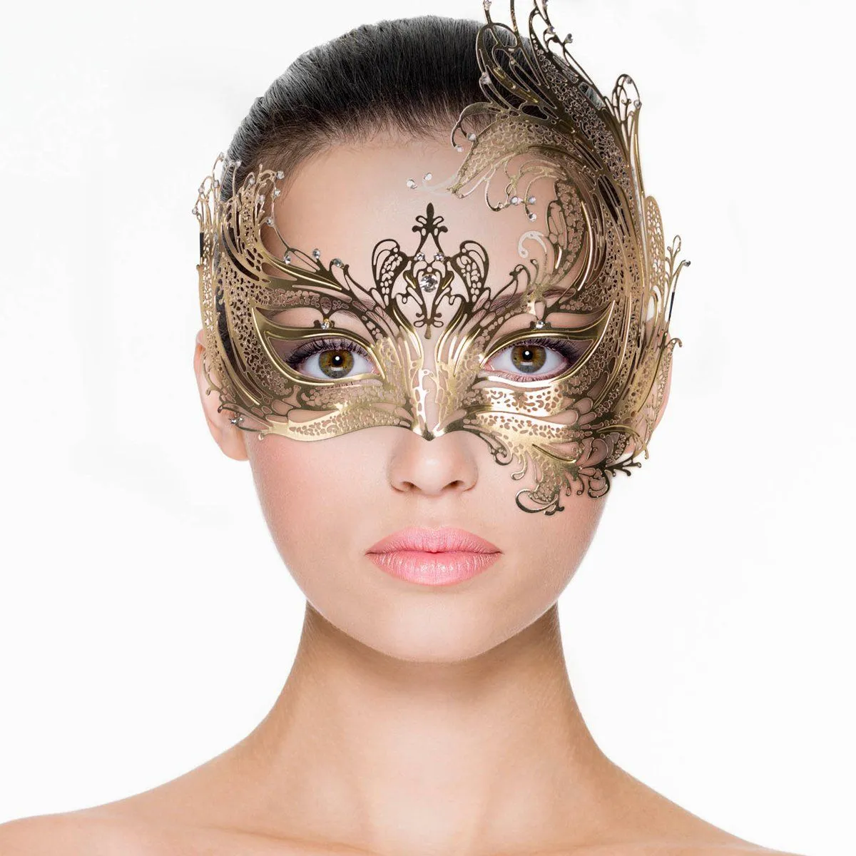 Asymmetrical Venetian Metal Mask ~ Black or Gold