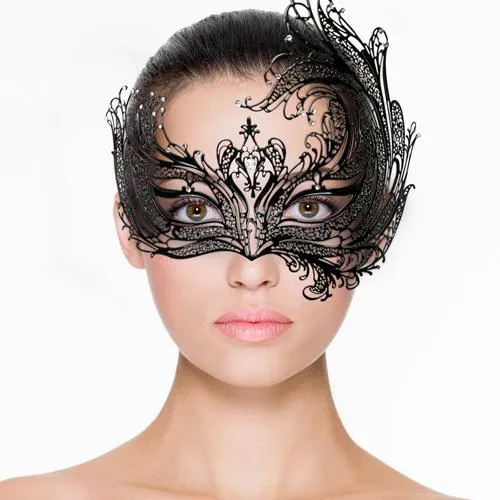 Asymmetrical Venetian Metal Mask ~ Black or Gold