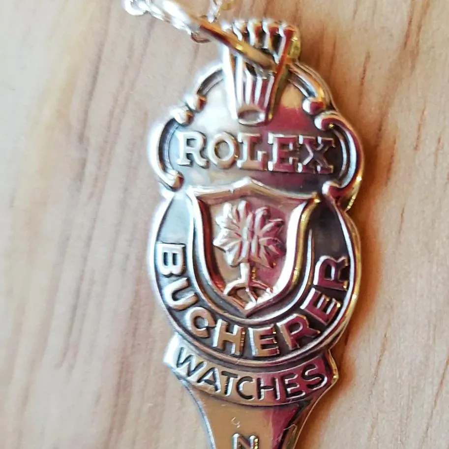Authentic Rolex Vintage Silver Spoon Pendant Necklace – 6.9 Silver-Plated Stainless Steel