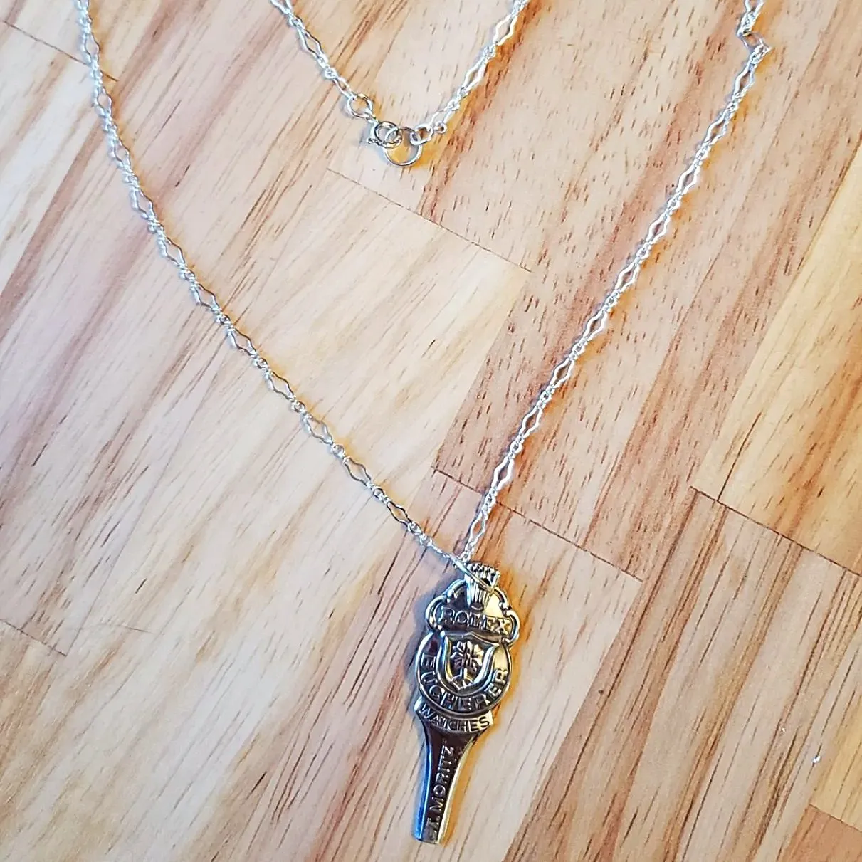 Authentic Rolex Vintage Silver Spoon Pendant Necklace – 6.9 Silver-Plated Stainless Steel