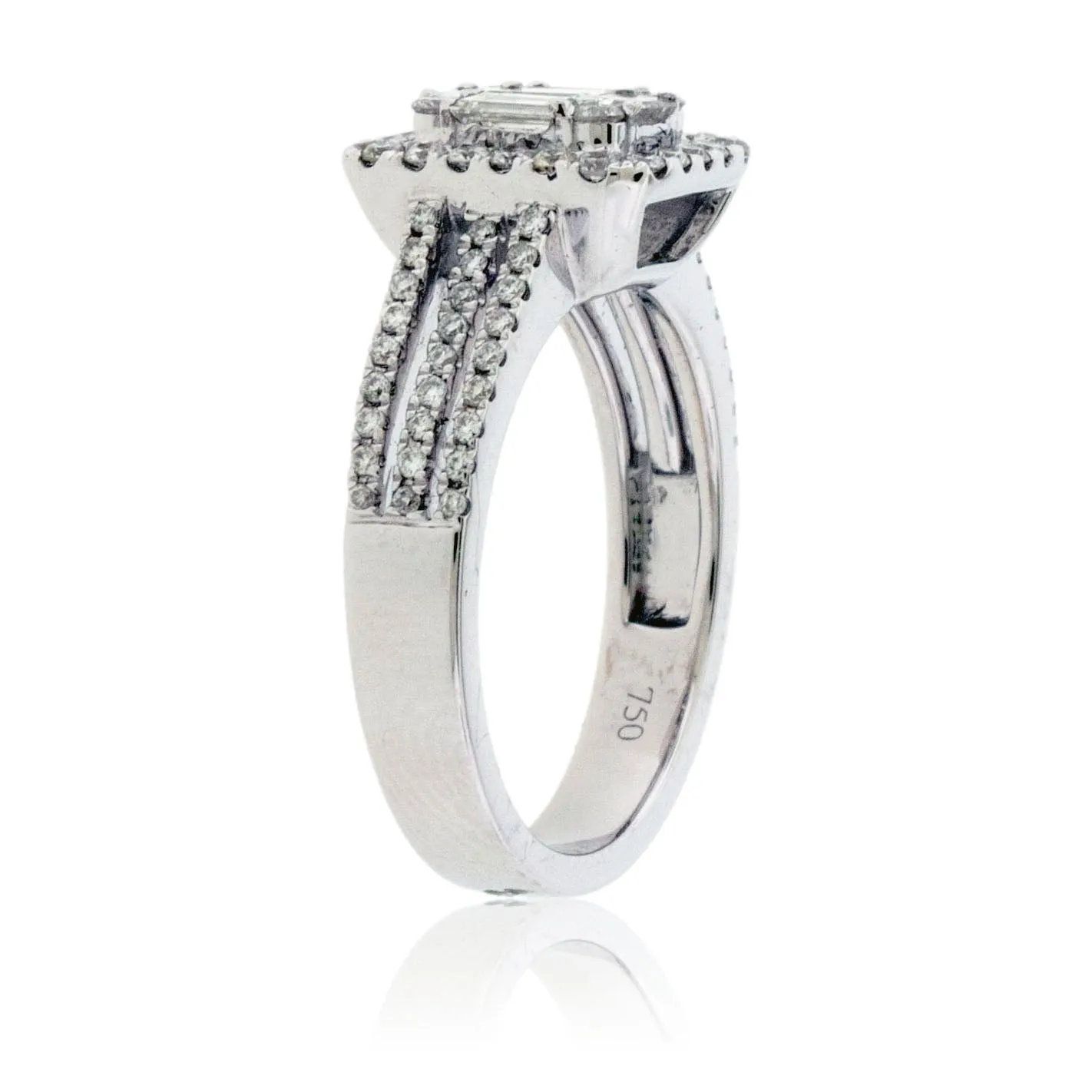 Baguette & Round Diamond Cluster Style Ring