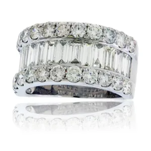 Baguette & Round Diamond Lined Style Ring