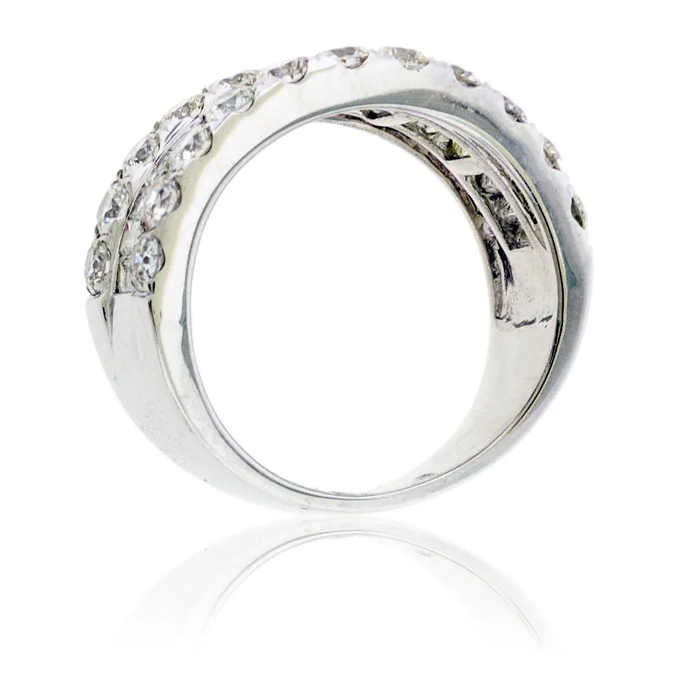 Baguette & Round Diamond Lined Style Ring