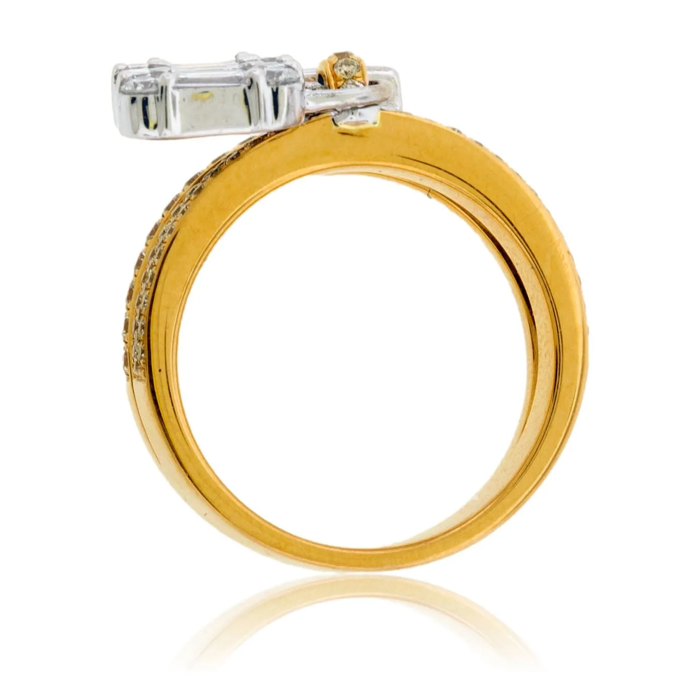 Baguette & Round Diamond Lock Cluster Style Ring