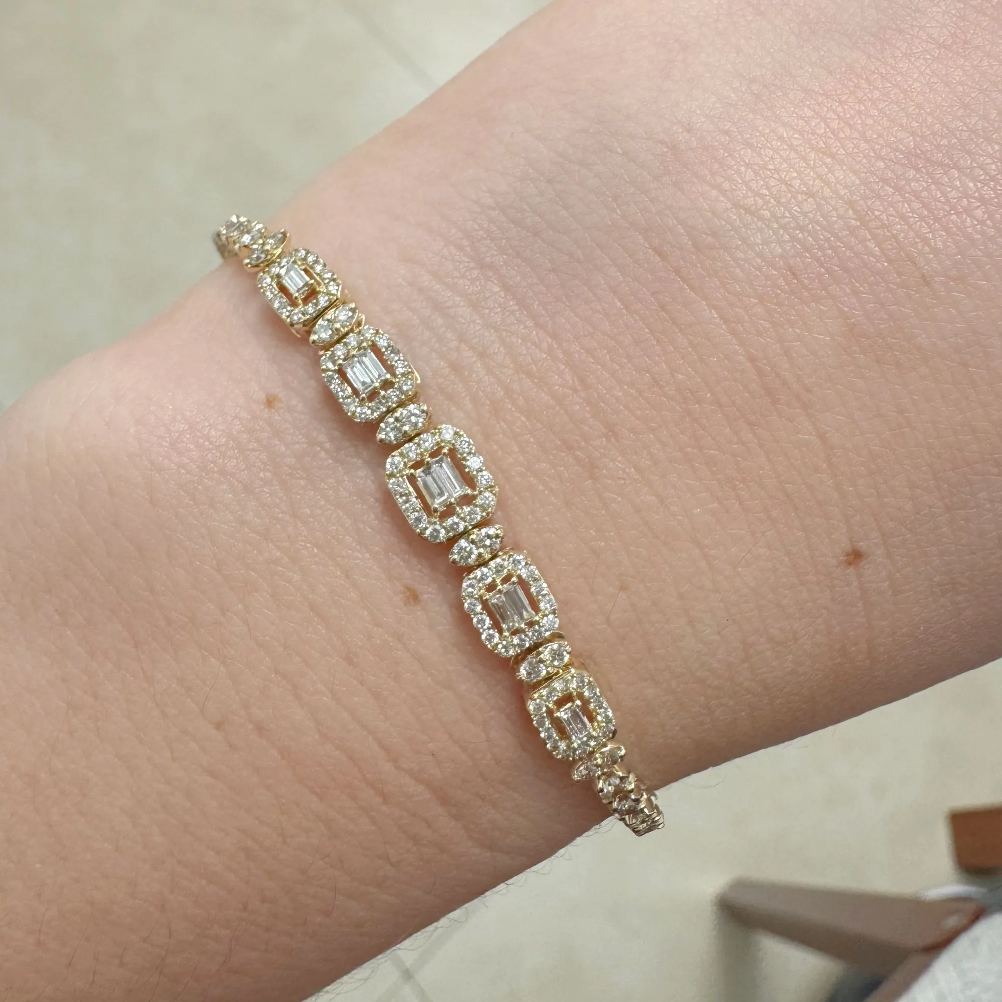 Baguette and Diamond Tennis Bracelet