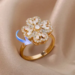 Baguette Heart Clover Fidget Ring