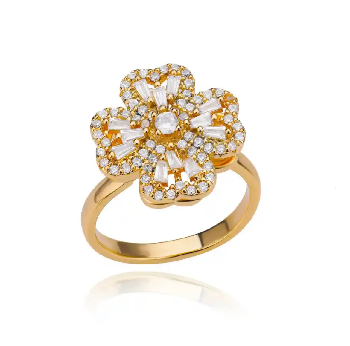 Baguette Heart Clover Fidget Ring