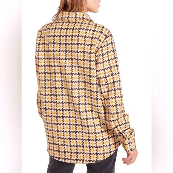 BB Dakota 7 Days A Week Houndstooth Shacket Cream / Yellow / Brown size Large