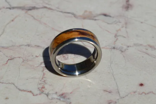 Bethlehem Olive Wood Titanium Wood Ring 8mm Mens or Ladies Wedding Bands Size 4 5 6 7 8 9 10 11 12 13 14 15 16 17 18 19 20 Half Sizes
