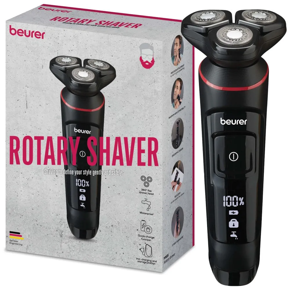 Beurer Germany MN8X Electric Shaver: Rotary Shaver with 360° Flexible Head, Wet & Dry Shaving, Rechargeable