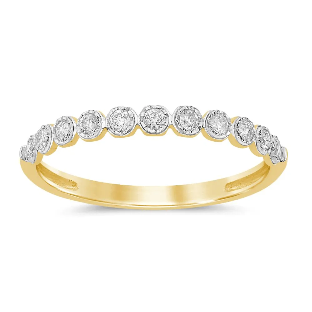 Bezel Stackable Ring with 0.15ct of Diamonds in 9ct Yellow Gold