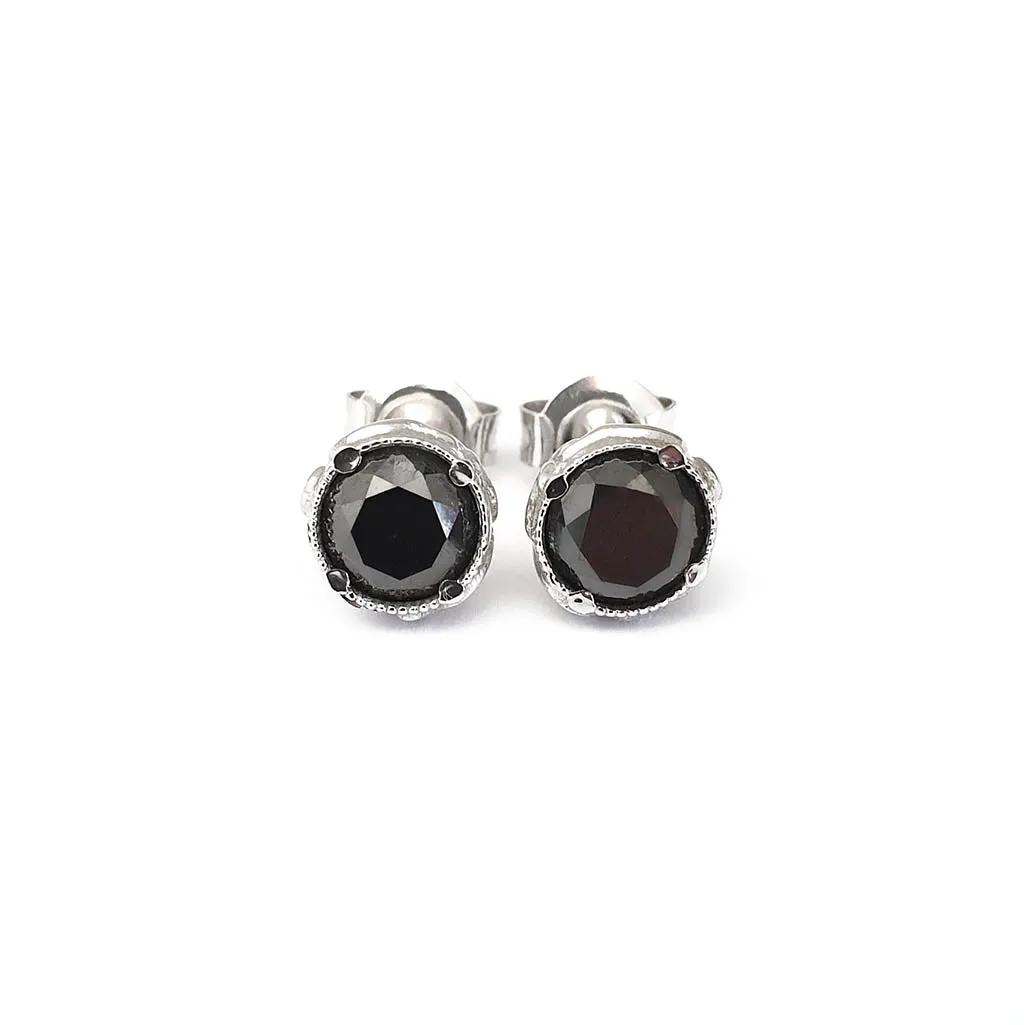 Black Diamond Studs with Deep Decorative Case