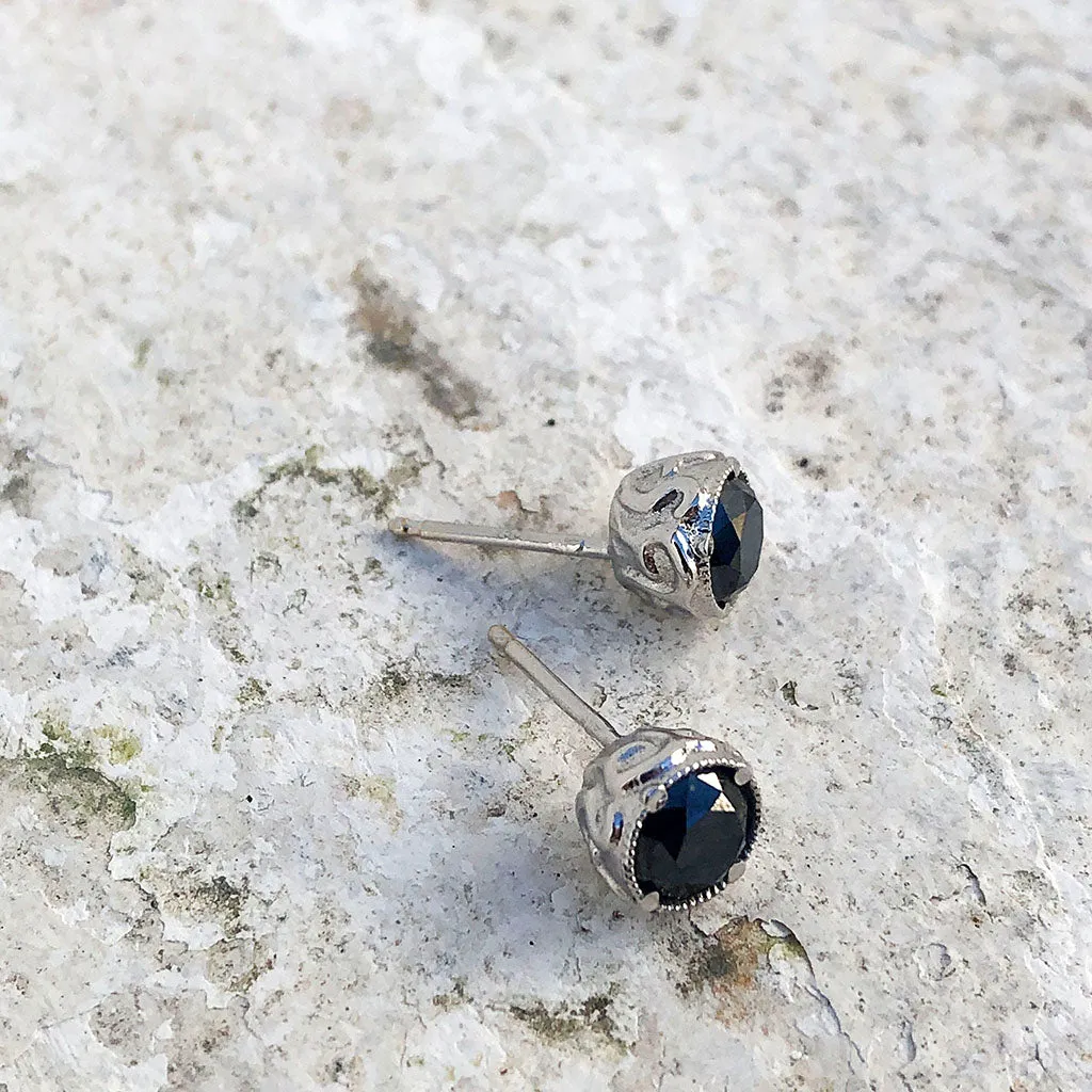 Black Diamond Studs with Deep Decorative Case