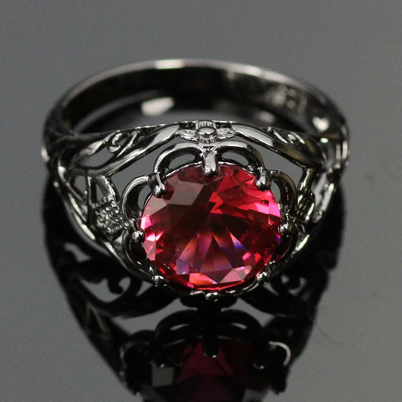Black Gold Filled Mysterious Ruby Ring
