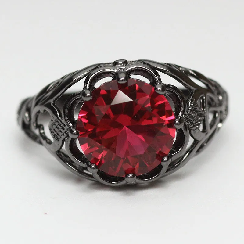 Black Gold Filled Mysterious Ruby Ring