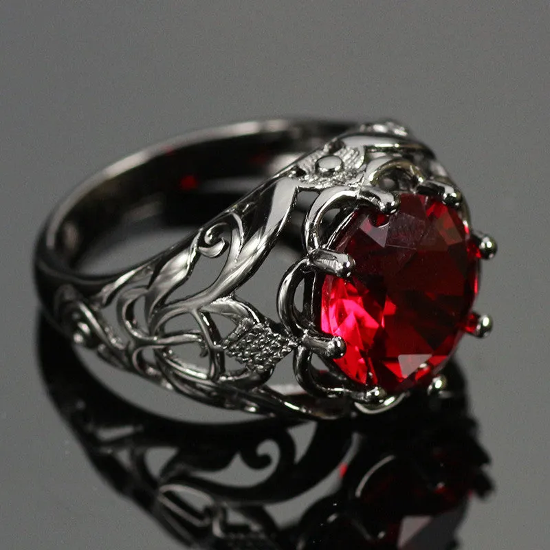 Black Gold Filled Mysterious Ruby Ring