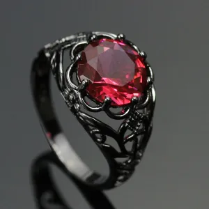 Black Gold Filled Mysterious Ruby Ring