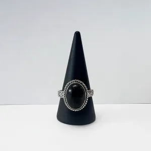 Black Opal Statement Ring in Sterling Silver / Size 9