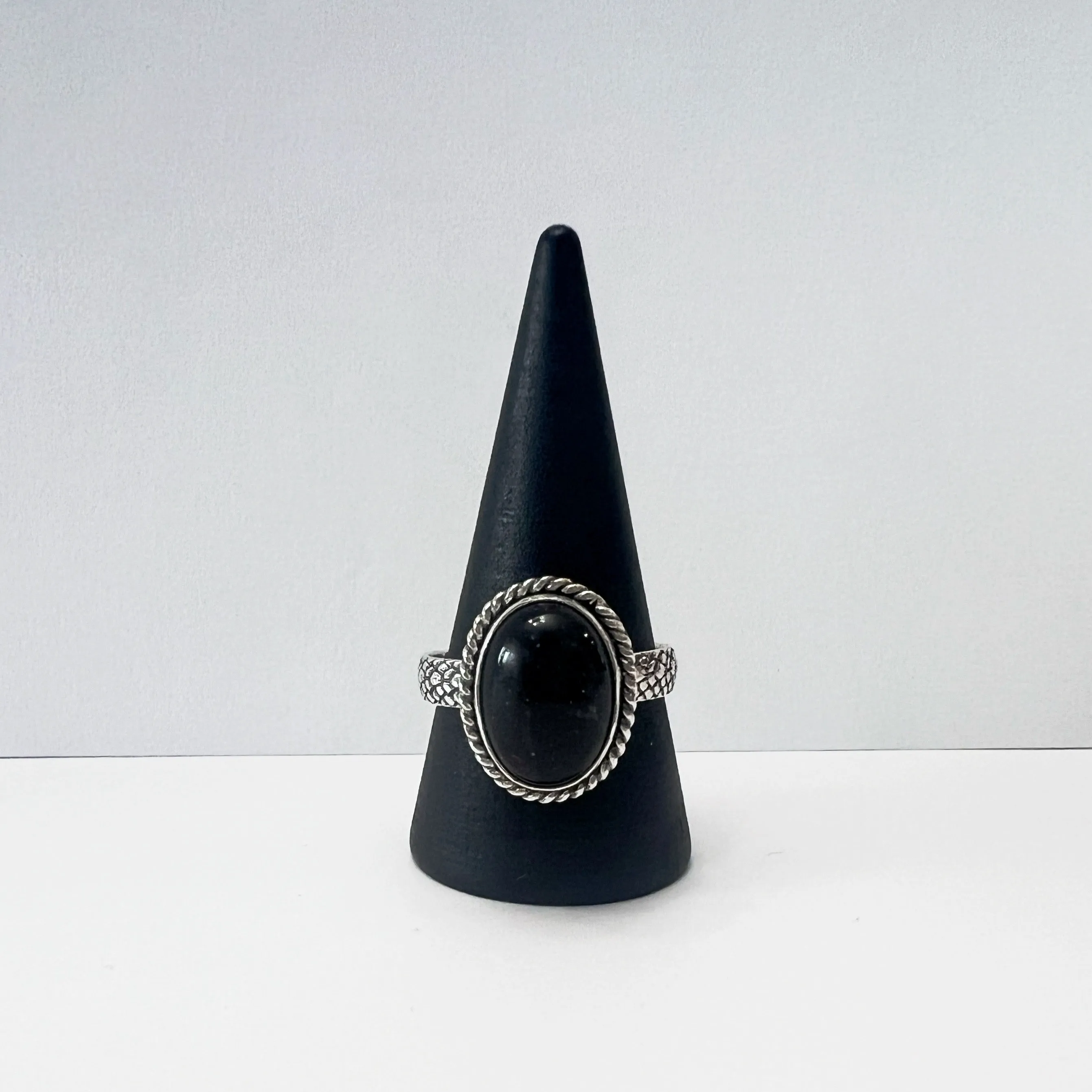 Black Opal Statement Ring in Sterling Silver / Size 9