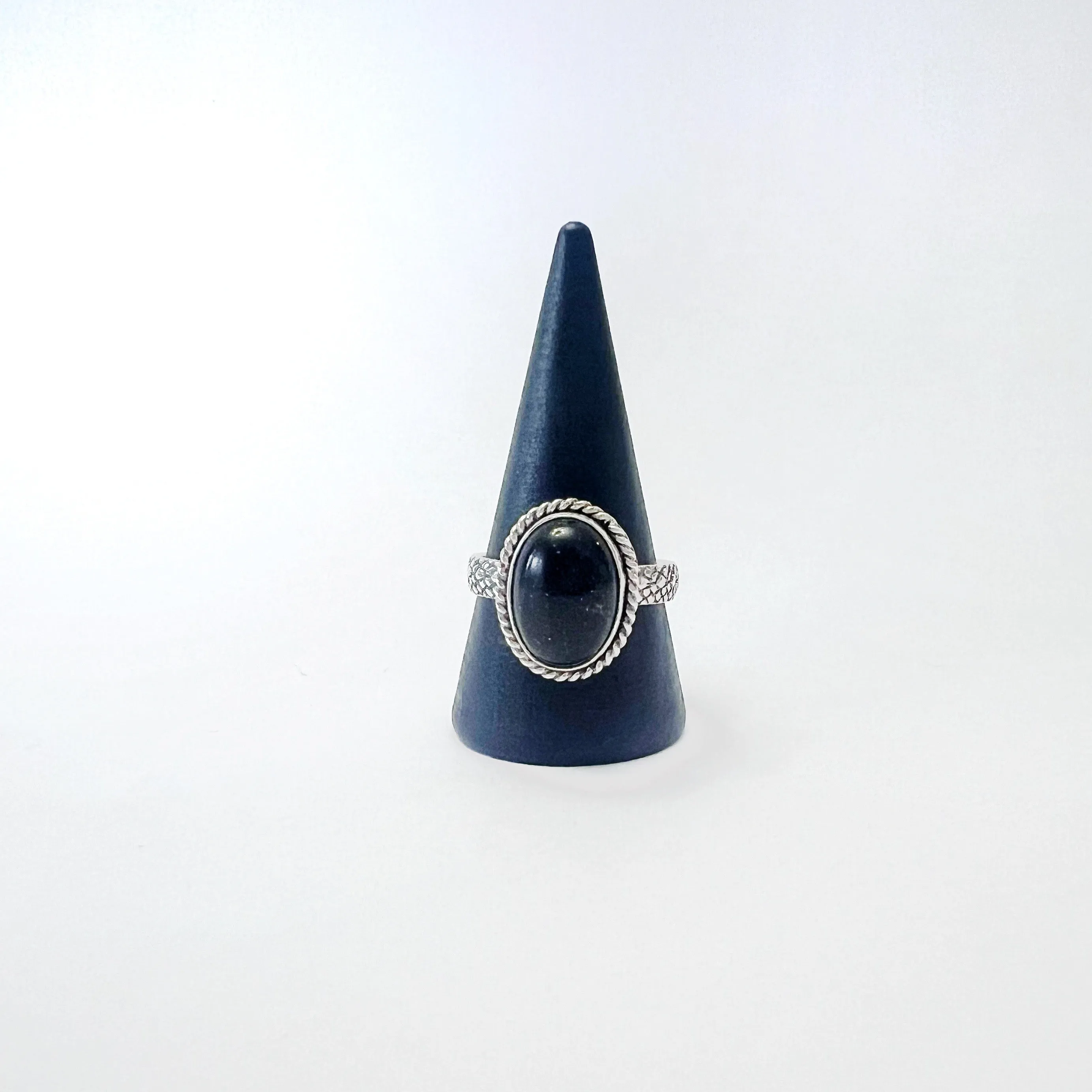 Black Opal Statement Ring in Sterling Silver / Size 9