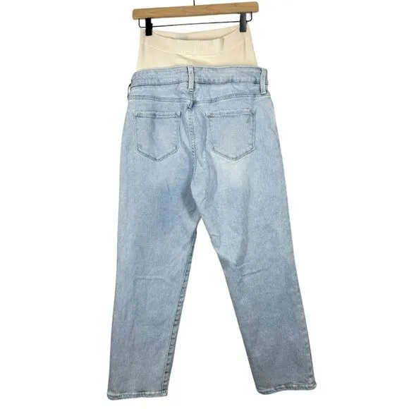 BLANQI Denim Jeans Postpartum Support Straight Crop Pregnancy Sunfade Wash 12