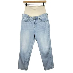 BLANQI Denim Jeans Postpartum Support Straight Crop Pregnancy Sunfade Wash 12