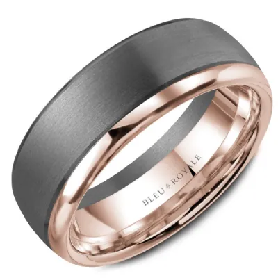 Bleu Royale (7.5mm) 14K Rose Gold and Tantalum Mens Band