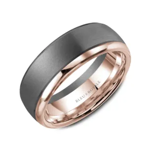Bleu Royale (7.5mm) 14K Rose Gold and Tantalum Mens Band