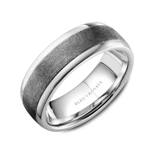 Bleu Royale (7.5mm) Tantalum and 14K Yellow, Rose or White Gold Diamond Brush Mens Band