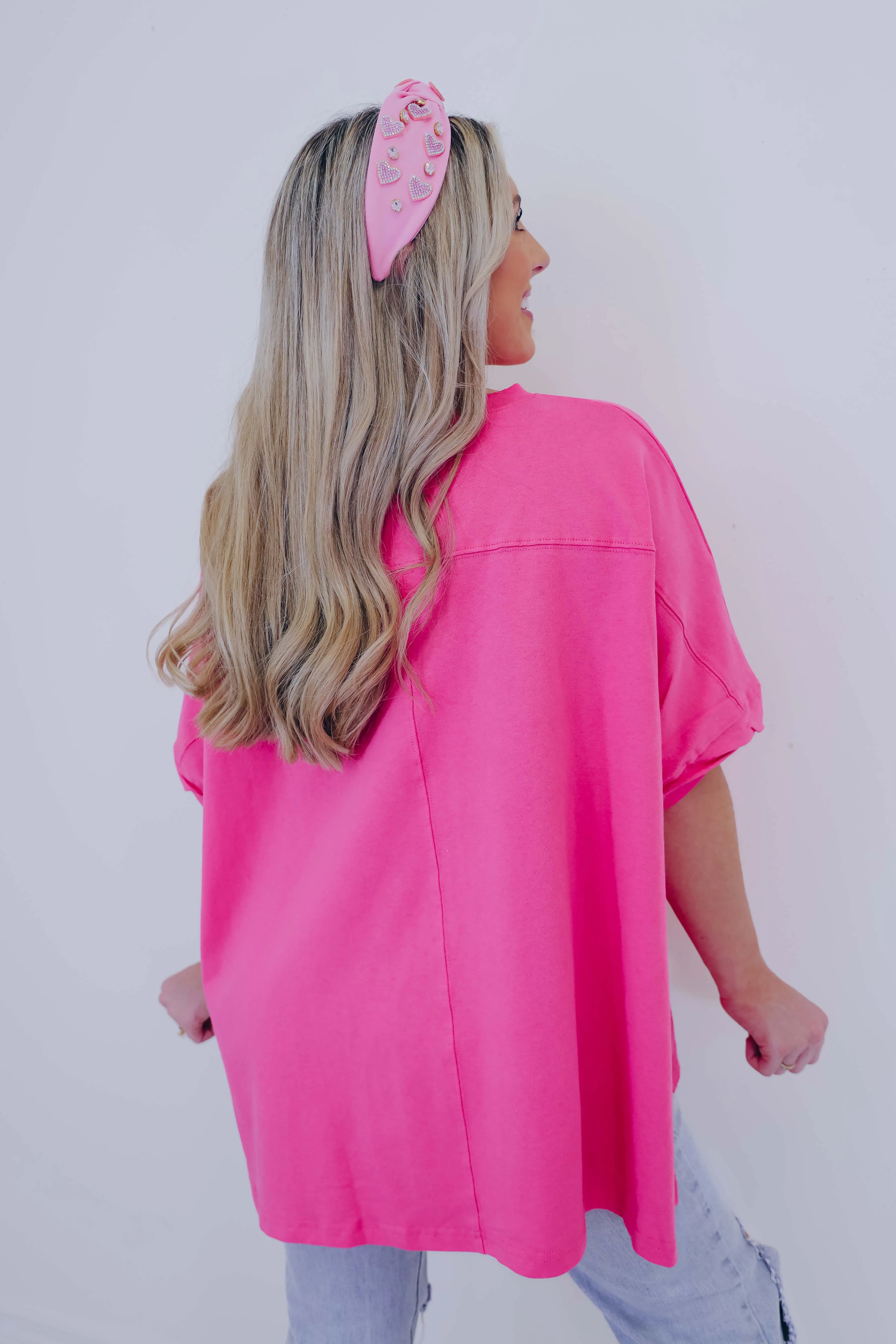 Bows And Hearts Sequin Patch Oversized Top