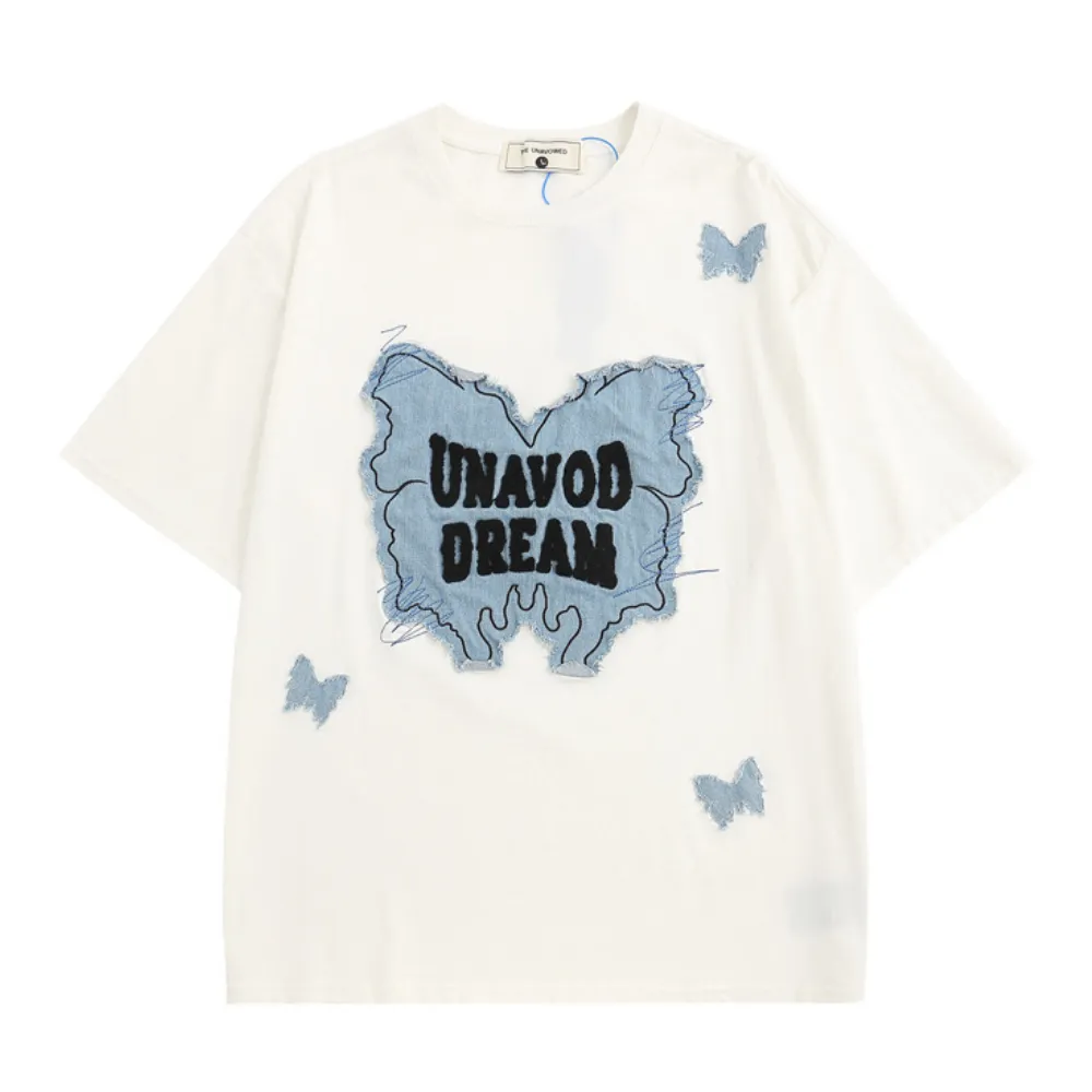 Butterfly Denim Patch T-Shirt
