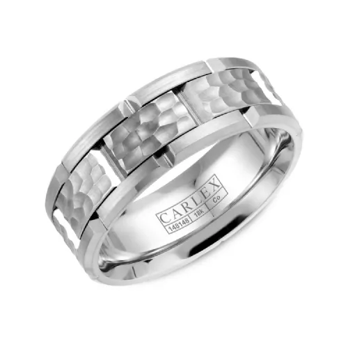 Carlex 14K/Cobalt (7.5mm) Frosted Hammered and Sandpaper Sides Band