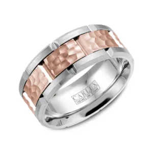 Carlex 14K/Cobalt (7.5mm) Frosted Hammered and Sandpaper Sides Band