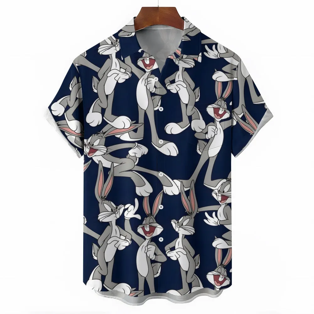 Cartoon Character Rabbit Print Casual Short Sleeve Shirt 2412001912
