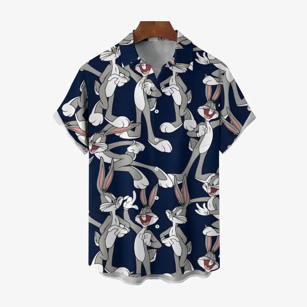 Cartoon Character Rabbit Print Casual Short Sleeve Shirt 2412001912